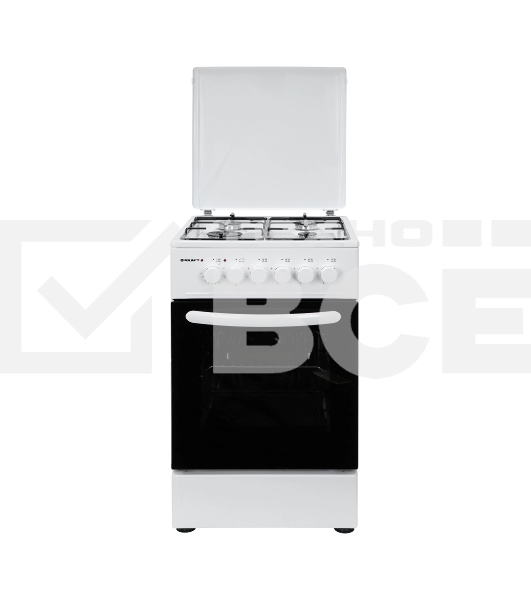 Плита комбинированная Kraft KF-FSK5302EW белый, конфорок 4 газовых, духовка 58 л, 50 см x 85.5 см x 55 см
