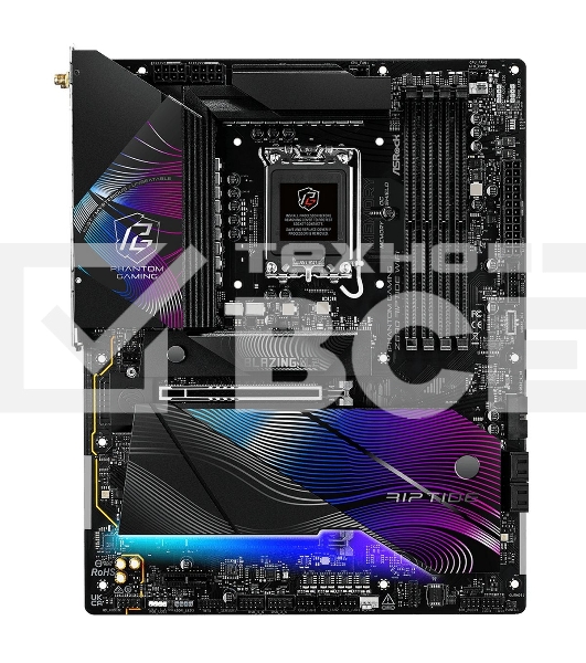 Материнская плата ASRock Z890 Riptide WiFi, LGA 1851, Intel Z890, 4xDDR5, 4xSATA, 5xM.2, 1xPCIe 5.0 x16, 1xPCIe 4.0 x16, 1xPCIe x1, 2xUSB-C Thunderbolt 4, 4xUSB-A 3.2 Gen 1, 1xUSB-A 3.2 Gen 2, 1xHDMI, 1x2.5Gb LAN, 4x3.5 мм, 7.1, ATX