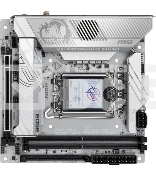 Материнская плата MSI MPG Z890I EDGE TI WIFI, LGA 1851, Intel Z890, 2xDDR5, 2xSATA, 4xM.2, 1xPCIe 5.0 x16, 1xHDMI, 2xThunderbolt 4, 1xUSB-C, 1x 5Gb LAN, 7xUSB-A 10Gbps, 2xUSB-A 5Gbps, 1xUSB-C 20Gbps, 7.1, 2x3.5 мм, TOSLINK, Mini-ITX