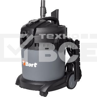 Строительный пылесос Bort BAX-1520-Smart Clean серый, 300/1400 Вт, уборка сухая/влажная, пылесборник бак, 20 л
