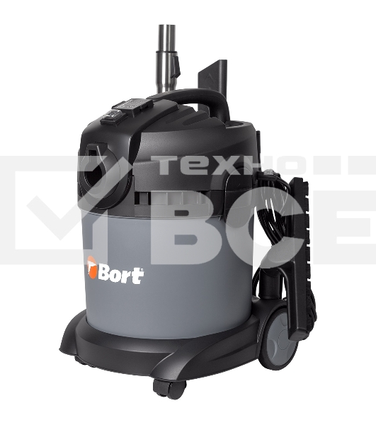 Строительный пылесос Bort BAX-1520-Smart Clean серый, 300/1400 Вт, уборка сухая/влажная, пылесборник бак, 20 л