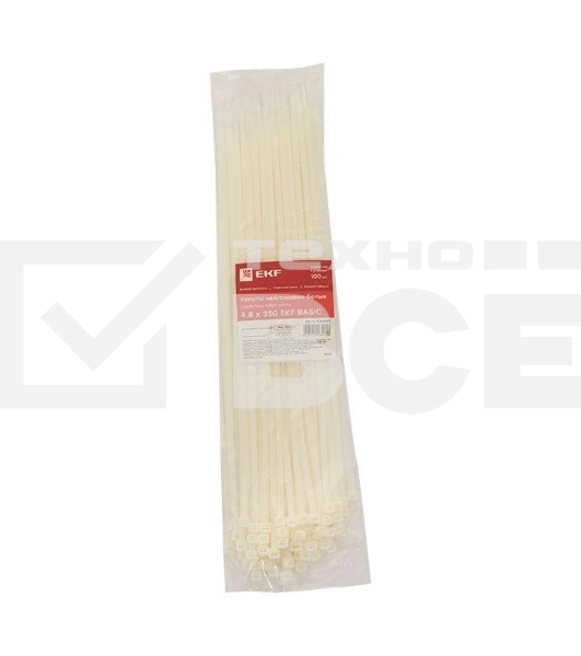 Хомут кабельный 4.8х350 нейл. бел. (уп. 100 шт) EKF plc-c-4.8x350