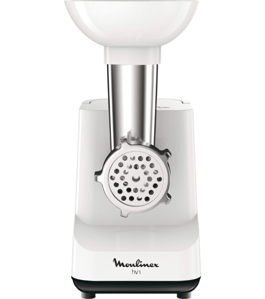 Мясорубка электрическая Moulinex ME111032 белый, 1400 Вт, 1.7 кг/мин, реверс, защита от перегрузки, насадки - 3