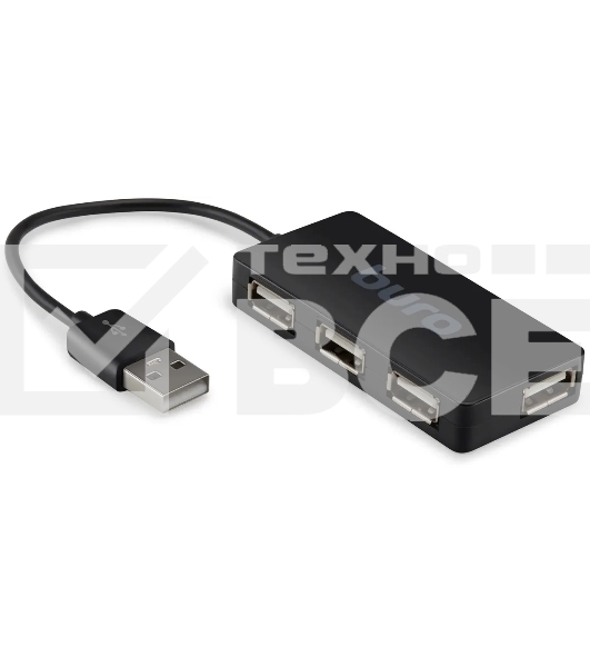 Разветвитель USB 2.0 Buro BU-HUB4-U2.0-Slim 4порт. черный