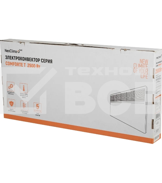 Конвектор Neoclima Comforte T2.5 ЭВНА-2,5/230С2белый, 2500 Вт, 25 м2, термостат