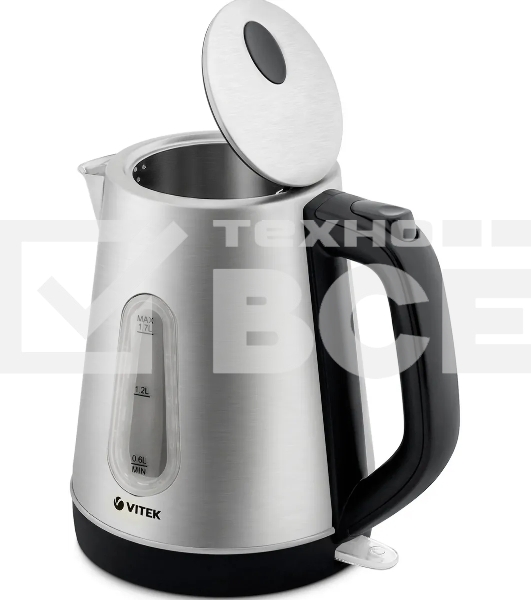 Чайник электрический Vitek VT-7038(ST) Мощность 2200 вт. Объем 1,7 л.Тип нагревательного элемента скрытый.