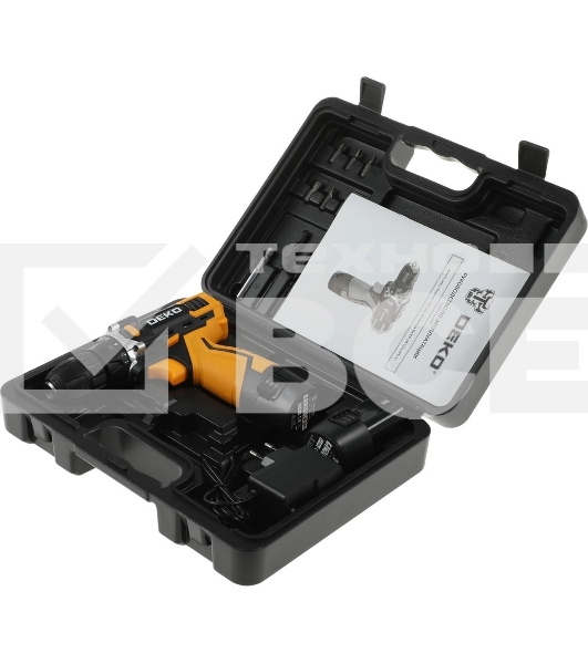 Дрель-шуруповерт аккумуляторная Deko DKCD12FU-Li SET3, 12В, 2АКБ, Кейс