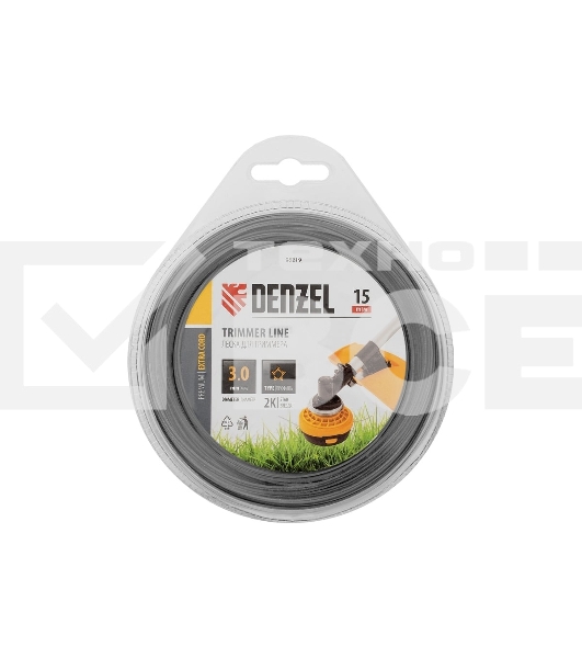Леска для триммера Denzel двухкомпонентная звезда, 3,0мм х 15м, блистер EXTRA CORD