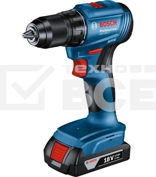 Дрель-шуруповерт аккумуляторная Bosch GSR 185-LI 18В, 1 АКБ, Кейс