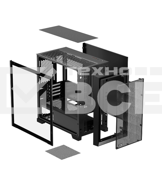 Корпус без блока питания PCCooler C3D310 BK, Mesh Mid Tower, Black, TG, 0.6 SPCC, no fans mATX, mITX 165/350/200mm 3x2.5