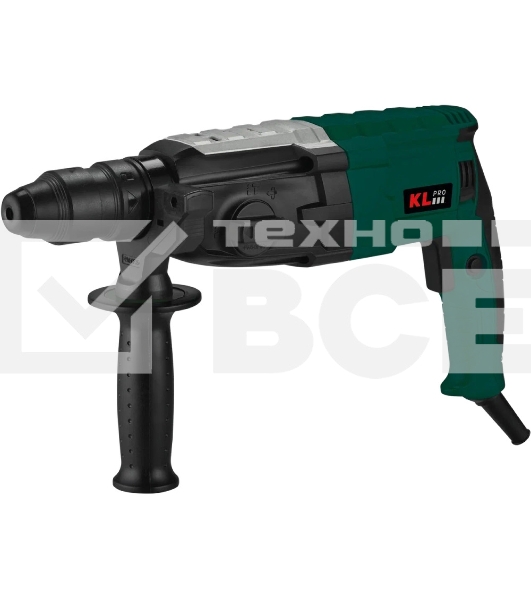Профессиональный перфоратор KLPRO KLPM2801 950 Вт 4Дж (сеть, 2 патрона sds plus и б/з, рукоять, 3 бура 8,10,12 бетон, зап уголн щетка - 1шт, кейс)