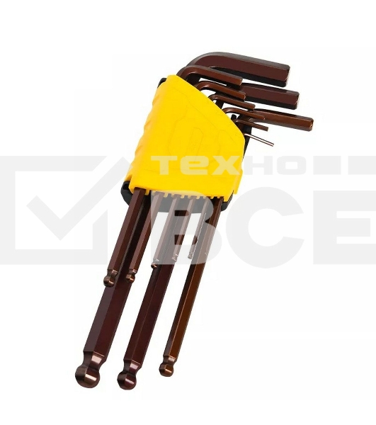 Ключ Deli Набор шестигранных ключей с шаром удлиненных Deli DL230709G 9 шт S2, размеры 1,5,2,2,5,3,4,5,6,8,10мм, пластиковый держатель