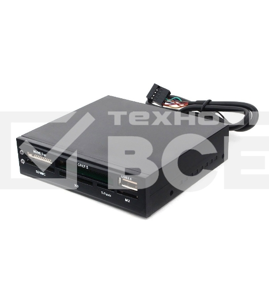 Кард-ридер Gembird FDI2-ALLIN1-02-B/черный/SD/T-Flash/Micro-SD/Micro-SDHC/Micro-SDXC/USB 2.0/метал
