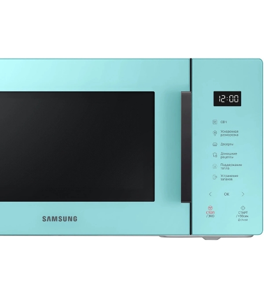 Микроволновая печь Samsung MS23T5018AN/BW голубой, 23 л, 800 Вт, переключатели - сенсор