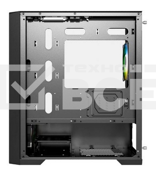 Компьютерный корпус Powercase ByteFlow Micro Black, Tempered Glass, 4х 120mm ARGB fans, ARGB HUB, чёрный, mATX  (CAMBFB-A4)