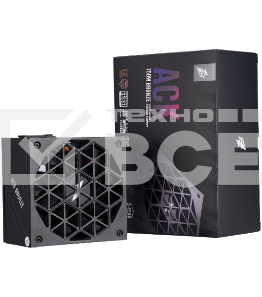 Блок питания 1STPLAYER ACK BRONZE 750W (HA-750AA2), 750Вт, 80 PLUS Bronze, 140мм, черный