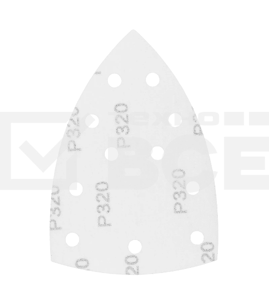 Треугольник абразивный Denzel на ворc. подложке под 'липучку', перф., P 320, 150х150х100 мм, 5 шт.