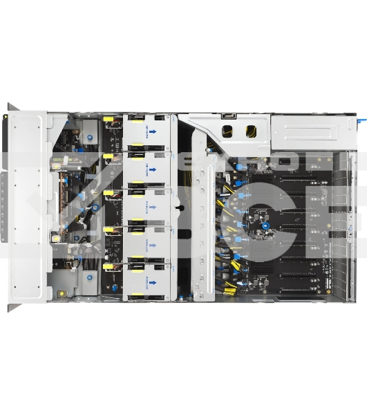 Серверная платформа ASUS ESC8000A-E13P, 4U, 2x SP5 (LGA 6096),24x DDR5 6400, 8x 2.5'' hsb NVME, up to 14x PCIe*, 2x M.2 22110 NVME, 1x 2-port 10Gbe RJ-45 Intel 710 LAN, up to 8 dual-slot GPUs, 3+1 3200W