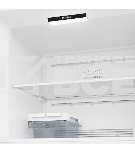 Холодильник Hitachi HRTN6443SXCS серебристый двухкамерный 315/94л морозилка сверху