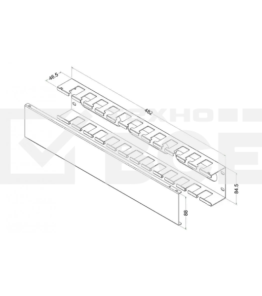 Кабельный органайзер Hyperline CM-2U-MLF-COV 2U шир.:19