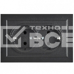 Розетка 2-местная IEK BRITE РС12-3-БрЧ с заземлением, без защитных шторок, 16А в сборе, черный, фото3