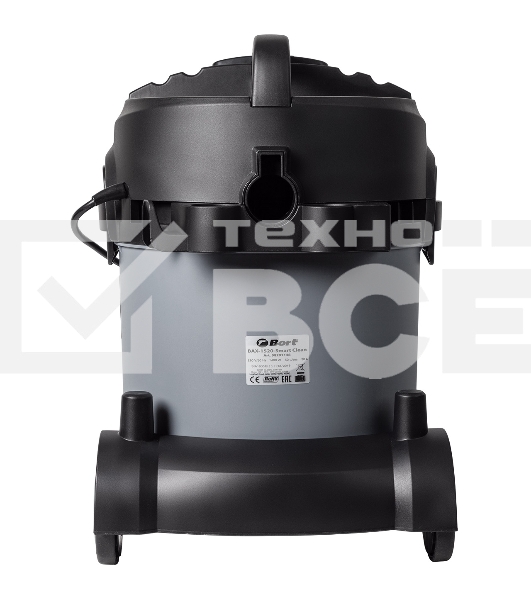 Строительный пылесос Bort BAX-1520-Smart Clean серый, 300/1400 Вт, уборка сухая/влажная, пылесборник бак, 20 л