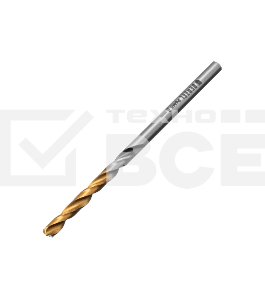 Сверло спиральное по металлу Denzel 3 x 61мм, Р6М5, Golden Tip, многогранная заточка, 2 шт.