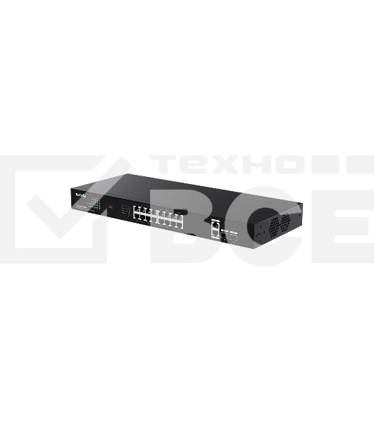 Коммутатор неуправляемый PoE Tenda TEG1120P-16-150W 18 портов, 18x1 Гбит/с, PoE 16х30 Вт (до 150Вт), SFP 2x1 Гбит/с
