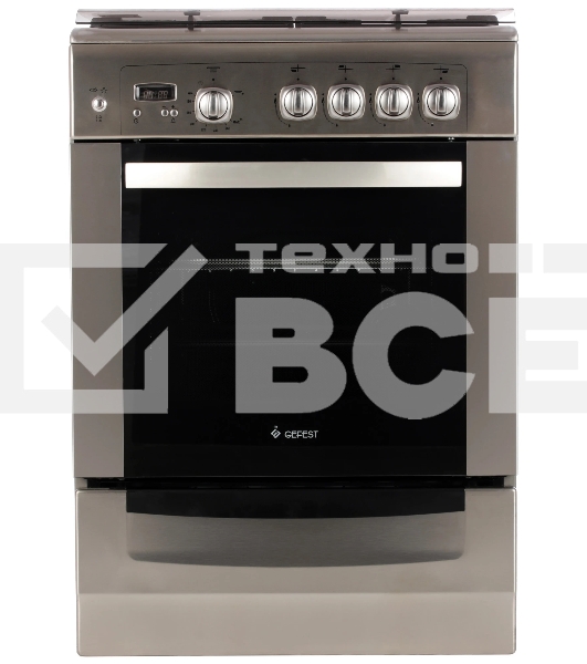 Плита газовая Gefest ПГ 6100-03 0004 серебристый, конфорок 4 шт, духовка 52 л, 60 см x 85 см x 60 см