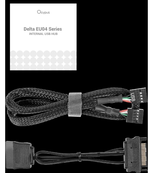 USB-концентратор внутренний Ocypus Delta EU04 BK, USB 2.0, SATA 15 pin