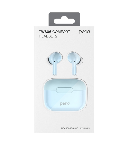 Беспроводные наушники PERO TWS06 COMFORT Light blue