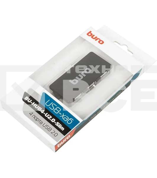 Разветвитель USB 2.0 Buro BU-HUB4-U2.0-Slim 4порт. черный
