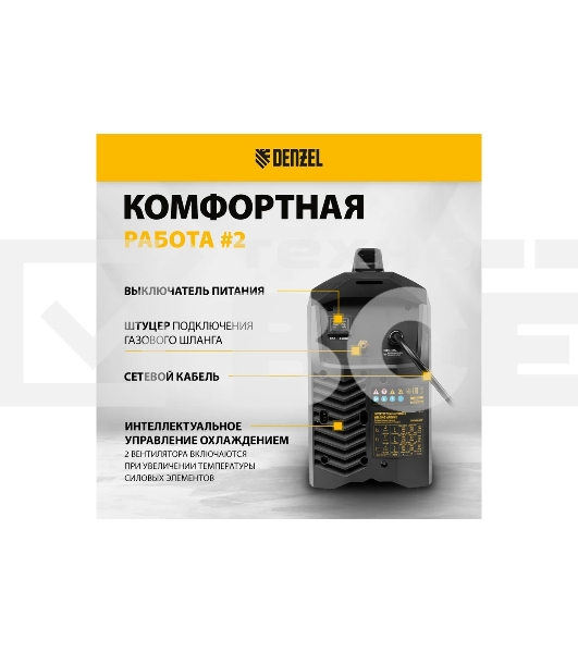 Аппарат инвертор. полуавтомат. сварки MultiMIG-200DP Synergy Double Pulse, 200 А, ПВ 80% Denzel