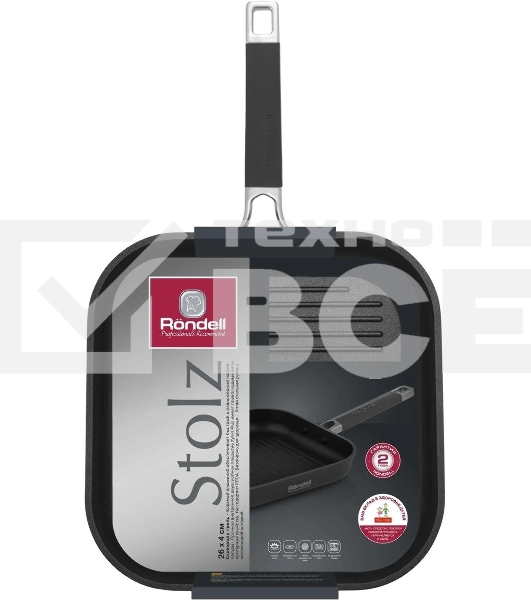 Сковорода-гриль Rondell Stolz RDA-1769, 26 см, без крышки, серый