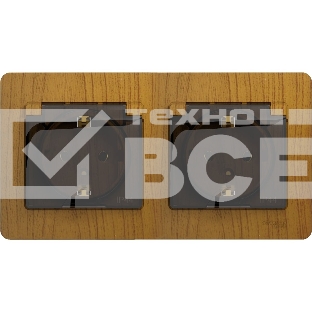 Розетка 2-ая с/з, со шторками, в сборе, IP44 SE Glossa Дерево Дуб