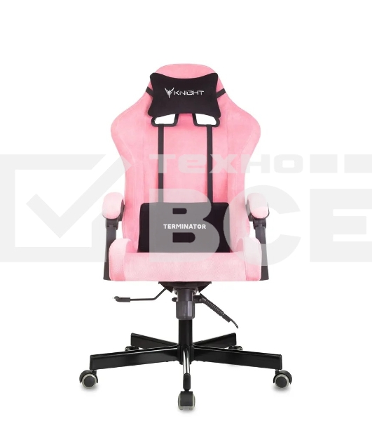 Кресло игровое Knight Terminator розовый Velvet 36, крестов. металл