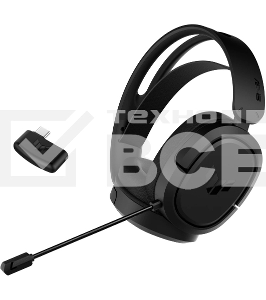 Игровые наушники ASUS TUF Gaming H1 WL черные (2.4 ГГц, 7.1 виртуально, 40мм, неодимовые магниты, 32 Ом, 20~20000 Гц, микрофон, USB-C, PC, Mac, PS4, Nintendo Switch, Xbox One, 90YH0391-B3UA00)