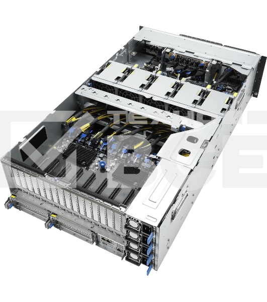Серверная платформа ASUS ESC8000A-E13P, 4U, 2x SP5 (LGA 6096),24x DDR5 6400, 8x 2.5'' hsb NVME, up to 14x PCIe*, 2x M.2 22110 NVME, 1x 2-port 10Gbe RJ-45 Intel 710 LAN, up to 8 dual-slot GPUs, 3+1 3200W