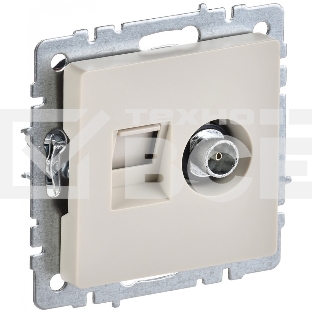Розетка двойная TV+RJ45 IEK BRITE РТВ/РК12-БрКр кат.5E бежевый