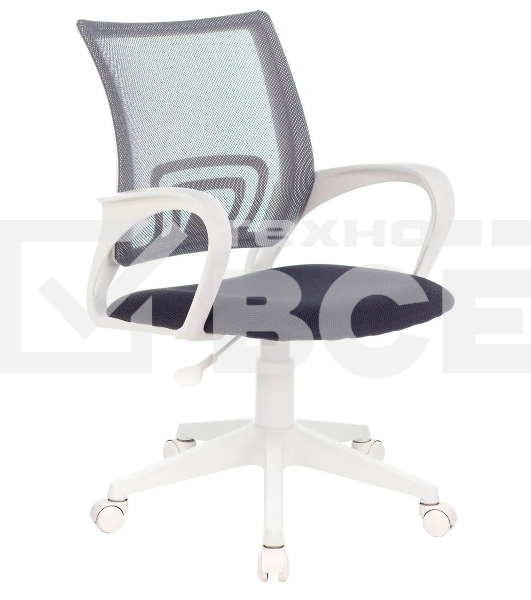 Кресло компьютерное Бюрократ CH-W695NLT TW-04 TW-12 темно-серый, сетка/ткань, крестовина пластик, пластик белый