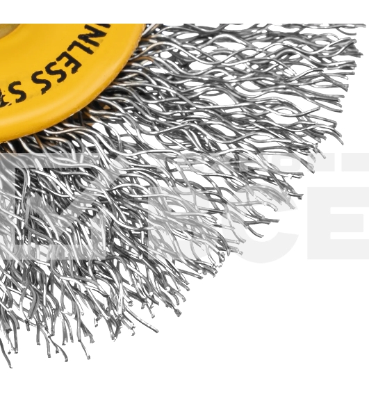 Щетка для дрели Denzel 60 мм, плоская, со шпилькой, нержавеющая витая проволока