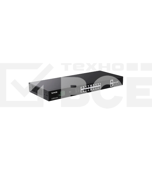 Коммутатор неуправляемый PoE Tenda TEG1120P-16-150W 18 портов, 18x1 Гбит/с, PoE 16х30 Вт (до 150Вт), SFP 2x1 Гбит/с