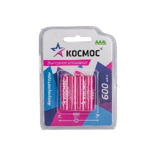 Аккумулятор AAA/R03 NI-MN 600мА.ч BP-4 (блист.4шт) КОСМОС KOCR03NIMH600mAh4BL