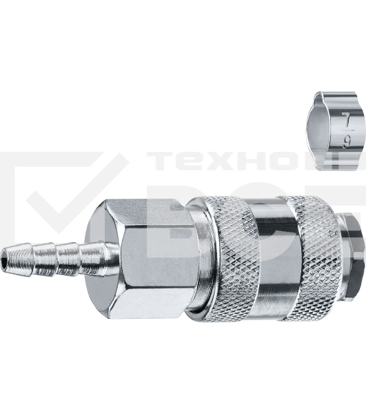 Переходник штуцер ″елочка″ 6 мм - рапид муфта, с хомутом ЗУБР Профессионал