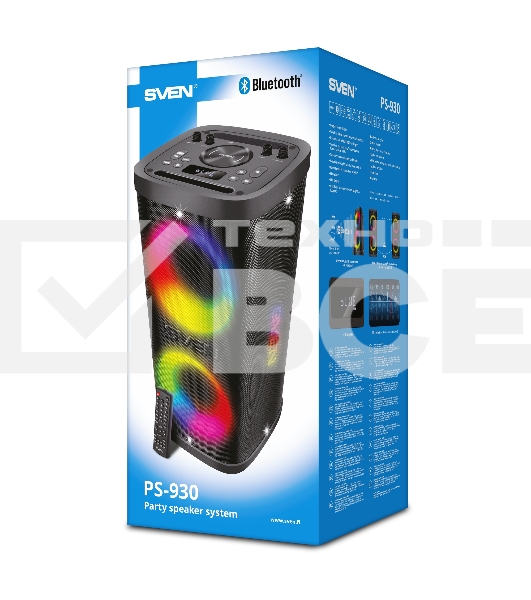 Мобильные колонки Sven PS-930 2.0 чёрные 2x75 W  Bluetooth