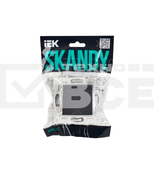 Розетка 1-м IEK SKANDY SK-R11G 16А IP44 с заземл. защ. штроки с крышкой графит SK-R16-16-44-K53
