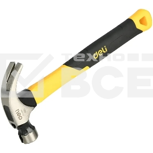 Молоток-гвоздодер Deli DL5001F 225 гр магнит, противоскользящий боек, фиберглассовая рукоять