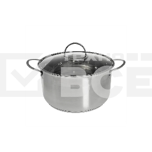 Кастрюля WEBBER BE-349/2 4,8 л, 22 см, из нержавеющей стали со стеклянной крышкой