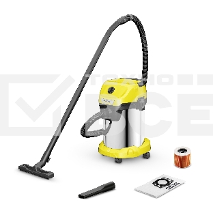 Строительный пылесос Karcher WD 3 S V-19/4/20 (YSY) 1000Вт (уборка: сухая/сбор воды) желтый