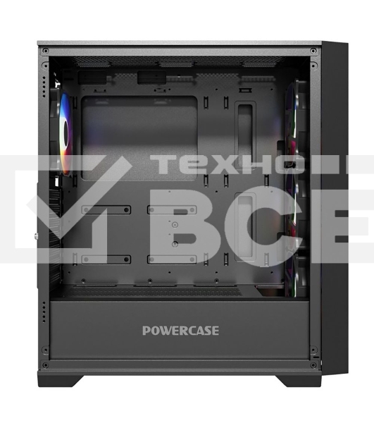 Компьютерный корпус Powercase ByteFlow Black, Tempered Glass, 4x 120мм ARGB fans, ARGB HUB, черный, ATX (CBFB-A4)
